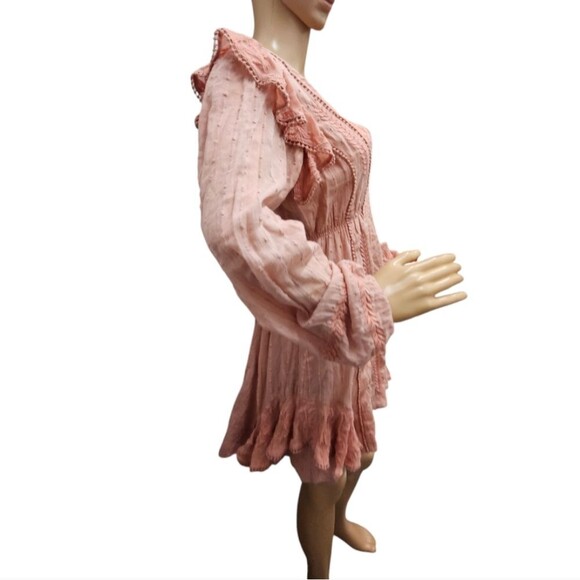 Free People Isabella Mini Dress In Pink Long Sleeve - Picture 5 of 6